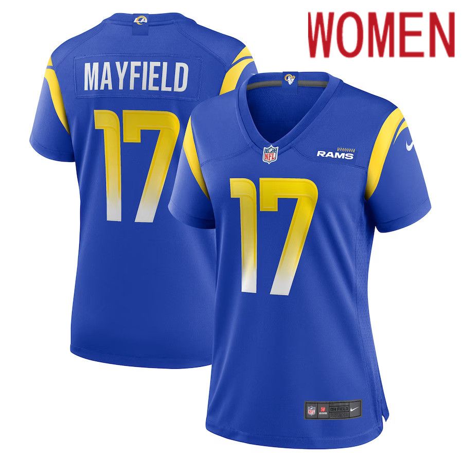 Women Los Angeles Rams #17 Baker Mayfield Nike Royal Game Player NFL Jersey->women nfl jersey->Women Jersey